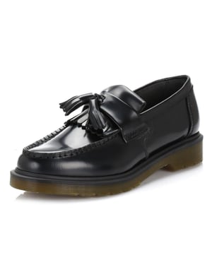 Butik För Adrian Polerade Släta Läder Svarta Loafers