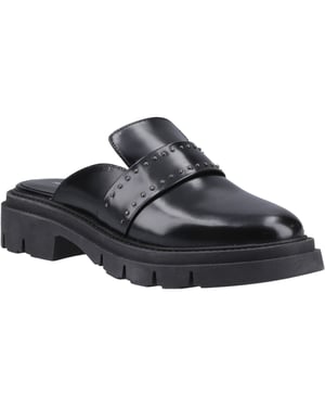 Hush Puppies Nicole Studded Leren Dames Zwarte Muilezels
