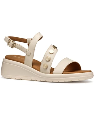 Geox D MELICONIA Synthetic Polyurethane Women's Papyrus Wedges