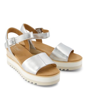 TOMS Diana Leren Vrouwen Zilveren Wedges
