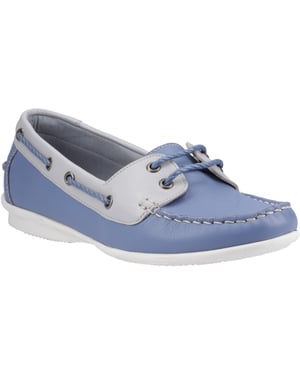 Hush Puppies Irene Leather Women's Blue Boat Shoes