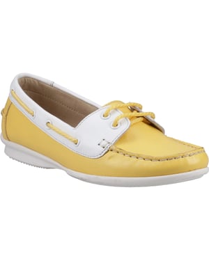 Hush Puppies Irene Leather Women's Yellow Boat Shoes