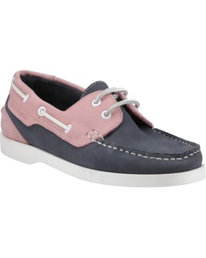 Hush Puppies Isabel Leather Women's Navy/Pink Boat Shoes