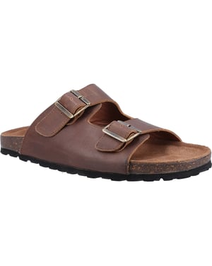 Hush Puppies Nash Slider Leren Heren Bruine Sandalen