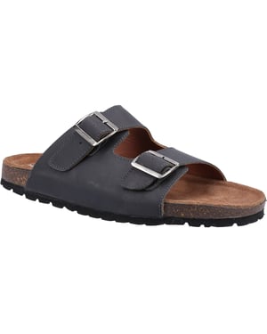 Hush Puppies Nash Slider Leren Heren Sandalen Zwart