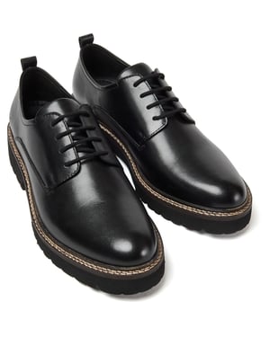 Pod Kris Leren Dames Zwarte Derby Schoenen