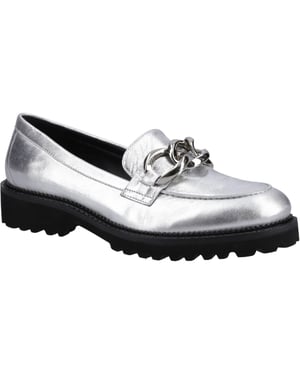 Hush Puppies Gianna Leren Dames Zilveren Instappers