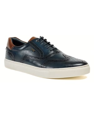 Pod Dobbs Leather Men's Navy Brogues Shoes