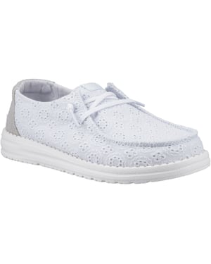 HEYDUDE Wendy Oogjes Veters Katoenmengsel Dames Ancient Blue Moccasins Schoenen