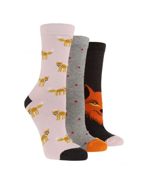 3 Pack Ladies Jacquard Novelty Cotton Socks