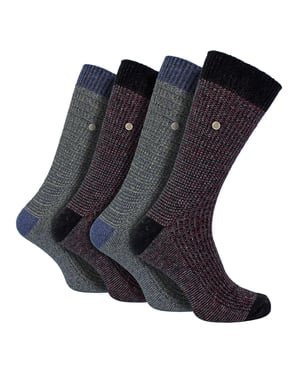4 Pack Mens Cotton Dress Socks | Spirit Square Knit Socks