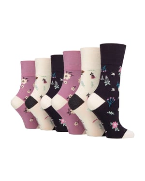6 Pack Ladies Non Elastic Loose Top Bamboo Socks