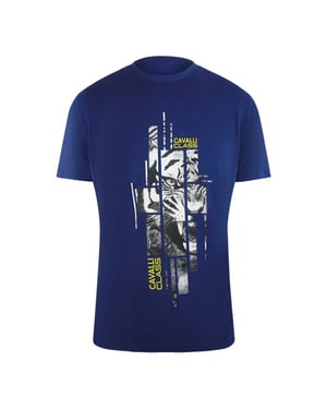 Cavalli Class Abstract Tiger Logo Blue T-shirt