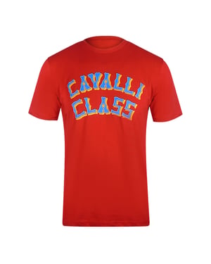 Cavalli Class Layered Logo Röd T-shirt
