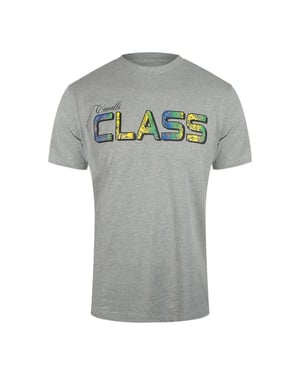 Cavalli Class Vibrant Blommig Logotyp Grå T-shirt