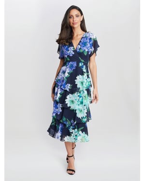 Marie Midi Printed Tiered Dress