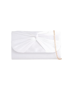 Ruched Satin Clutch in White