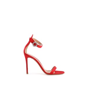 Gianvito Rossi Portofino 100 Crystal-Embellished Red Satin Sandals