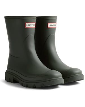 Hunter Downpour Short Boot Rubberen Dames Donker Olijf Groene Wellington Laarzen