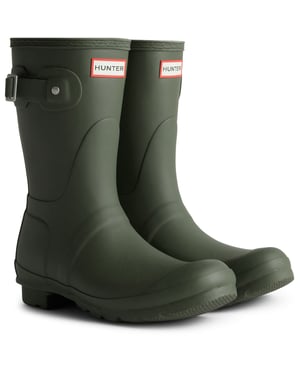 Hunter Original Short Boot Rubberen Dames Donker Olijf Groene Wellington Laarzen