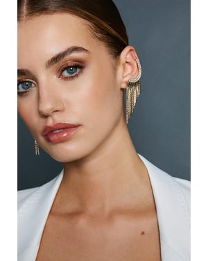 Gold Drop Ear Cuff Earrings