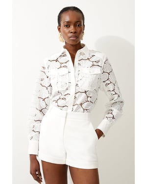 Cotton Cutwork Woven Shirt