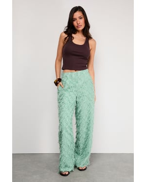 Fluffy High Waisted Wide Leg Trouser