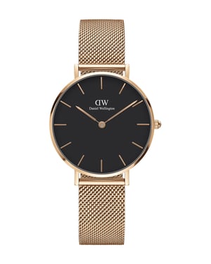 Daniel Wellington DW00100161 Ladies Petite Black Melrose Rose Gold 32mm Watch