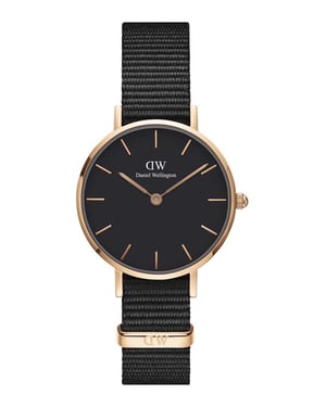 Daniel Wellington DW00100247 Ladies Petite Black Cornwall Rose Gold 28mm Watch