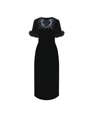 Fendi fluwelen midi-jurk met bontrand