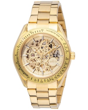 Invicta Objet D Art 49501 Heren Horloge - Automatisch Uurwerk - Roestvrij Staal met gouden Wijzerplaat - 47mm