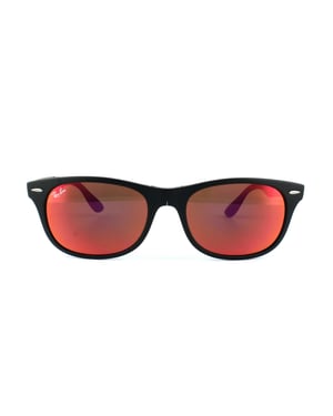 Ray-Ban Rectangle Mens Black Blue Mirror Sunglasses