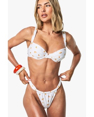 Tangerine Print Ruched Bikini Brief