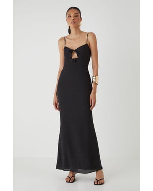 Linen Look Tie Bust Maxi Dress