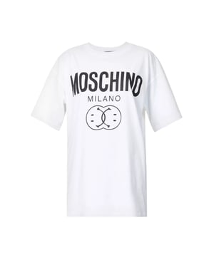Moschino Dubbel Smiley Vit T-shirt
