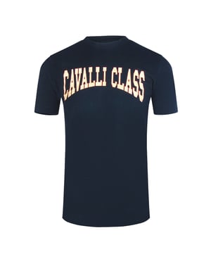 Cavalli Class Varsity Logo Marineblauw T-shirt