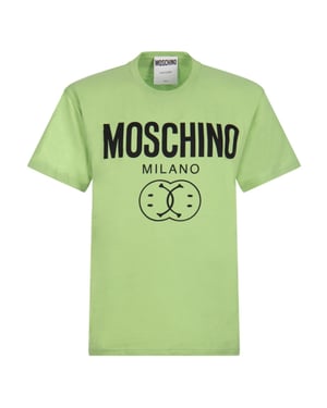 Moschino Milano Dubbel Smiley Grön T-shirt