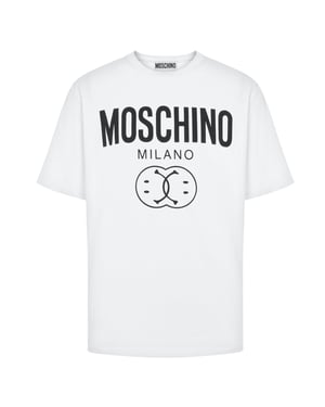 Moschino Milano Double Smiley Logo Wit T-shirt