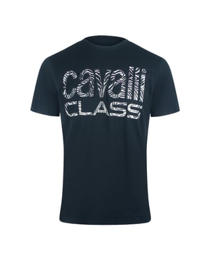 Cavalli Class Bold Zebra Print Navy Blue T-shirt