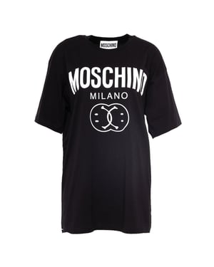 Moschino Double Smiley Zwart Oversize T-shirt
