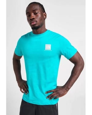 The North Face Mens M Small Box Logo T Shirt in Galactic Blue