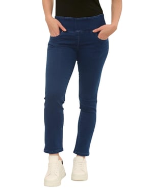 Womens Elasticated Waist Tummy Control Jeans in New Blue