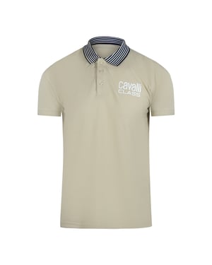 Cavalli Class Randig Krage Beige Pikétröja