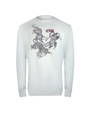 Cavalli Class Paisley Leopard Design Off White Sweatshirt