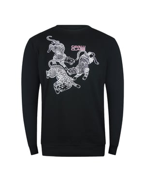 Cavalli Class Paisley Leopards Design Svart Tröja
