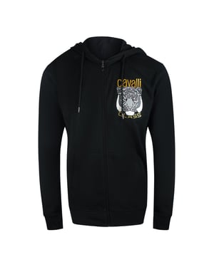 Cavalli Class Bold Tiger Graphic Logo Svart Huvtröja Med Dragkedja