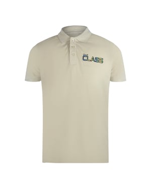 Cavalli Class Levendige Bloemenlogo Beige Zand Poloshirt