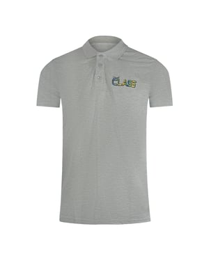 Cavalli Class Vibrant Floral Logo Grey Polo Shirt