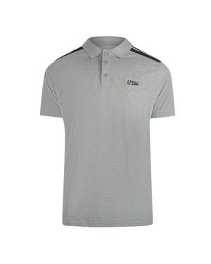 Cavalli Class Taped Shoulders Grey Polo Shirt