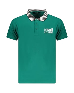 Cavalli Class Striped Collar Green Ottanio Polo Shirt